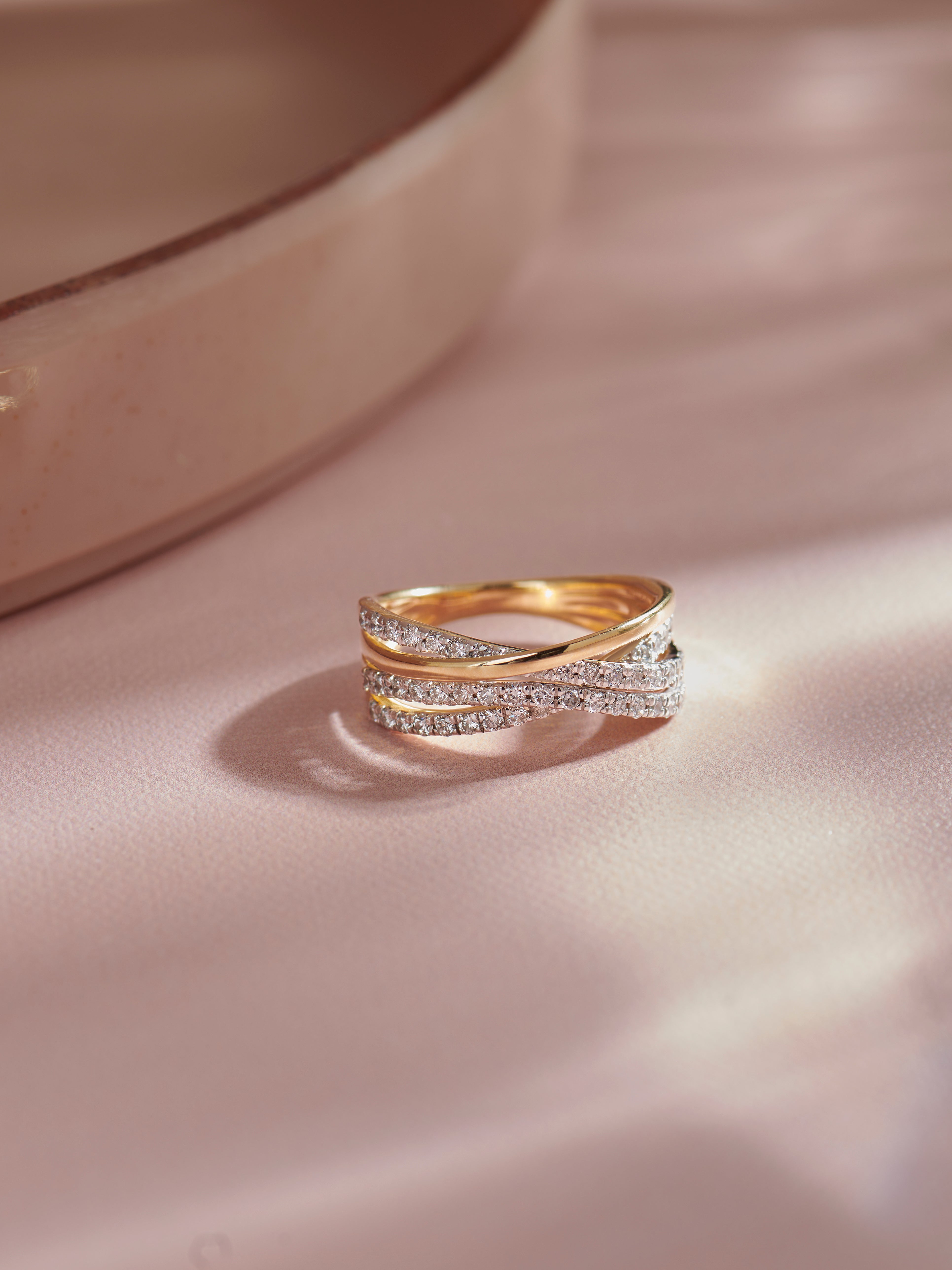 Serene Crossover Band, 14K Solid Gold, 5/8 ct Lab Grown Diamond-8