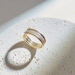 Trio Stacked Diamond Band, 10K Solid Gold, 1/4 ct Lab Grown Diamond-6