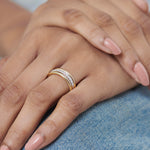 Trio Stacked Diamond Band, 10K Solid Gold, 1/4 ct Lab Grown Diamond-4