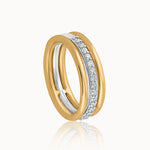 Trio Stacked Diamond Band, 10K Solid Gold, 1/4 ct Lab Grown Diamond-3