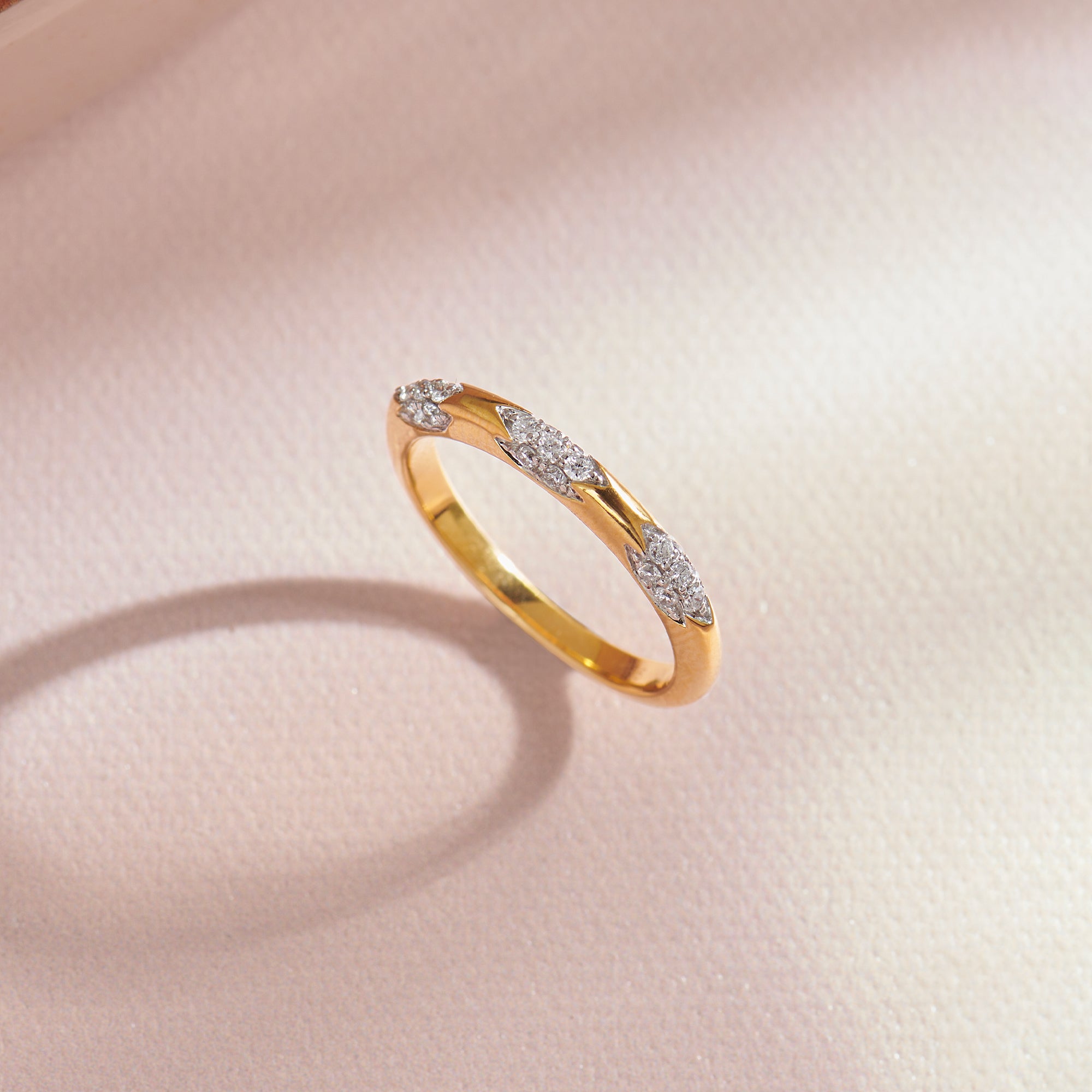 Edgy Pave Stackable Band, 14K Solid Gold, 1/4 ct Lab Grown Diamond-1