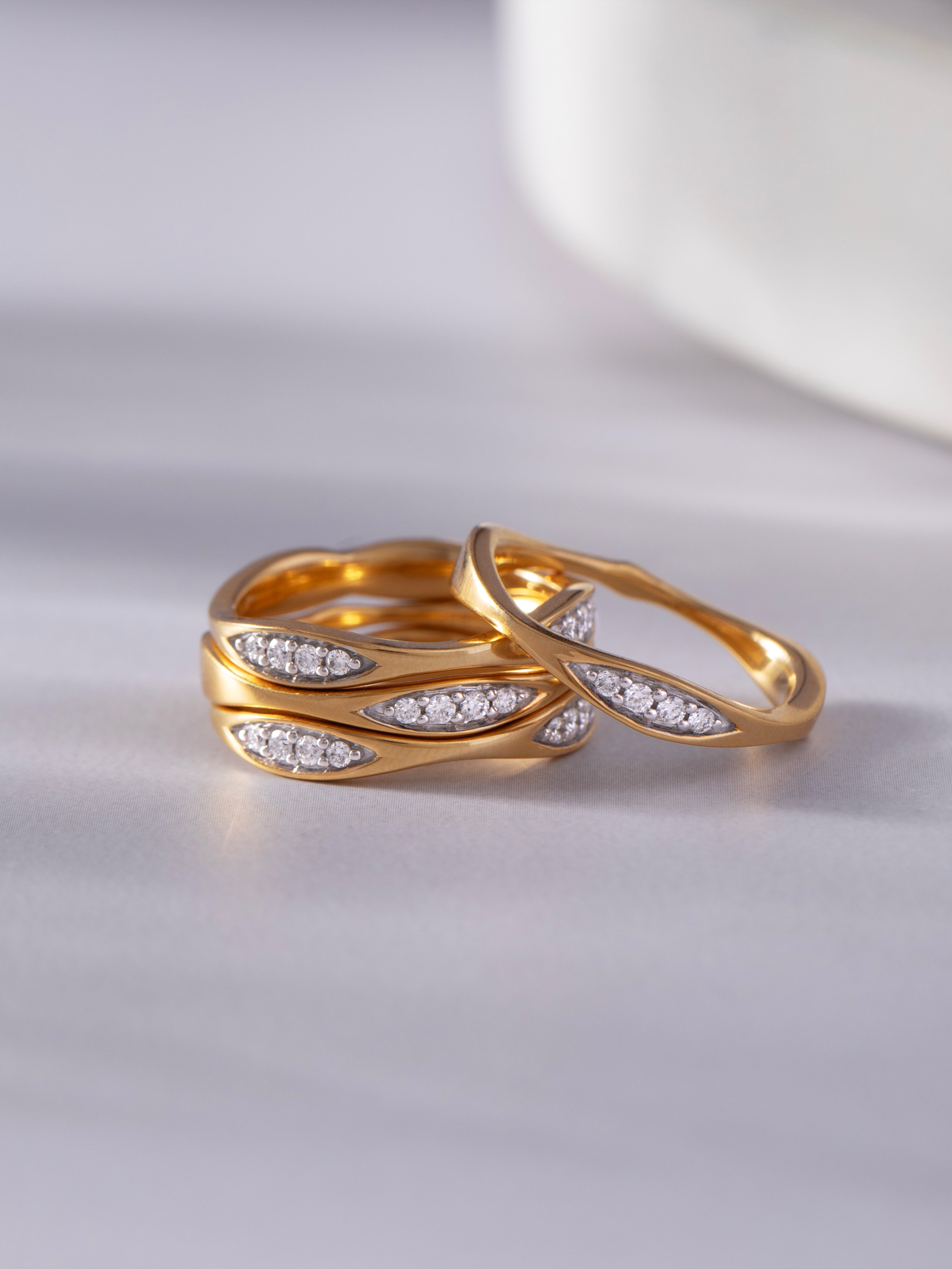 Four Row Stackable Diamond Band, 14K Gold Vermeil, 1/3 ct Lab Grown Diamond-6