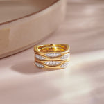 Four Row Stackable Diamond Band, 14K Gold Vermeil, 1/3 ct Lab Grown Diamond-5