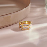 Four Row Stackable Diamond Band, 14K Gold Vermeil, 1/3 ct Lab Grown Diamond-1
