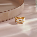 Four Row Stackable Diamond Band, 14K Solid Gold, 1/3 ct Lab Grown Diamond-1