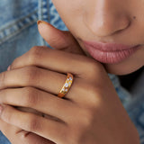 Scatter Wide Diamond Band, 14K Gold Vermeil, 1/3 ct Lab Grown Diamond-4