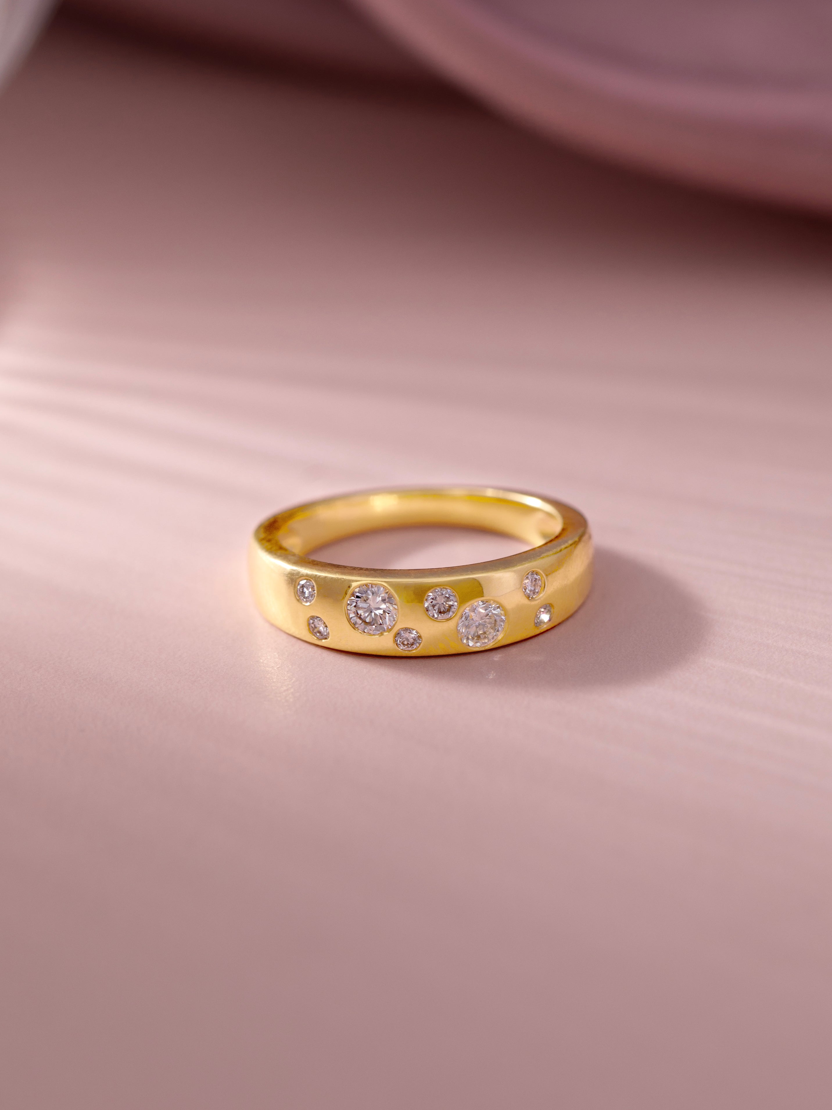 Scatter Wide Diamond Band, 14K Solid Gold, 1/3 ct Lab Grown Diamond-5
