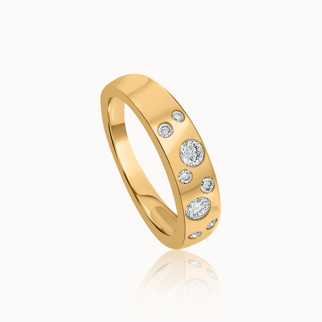 Scatter Wide Diamond Band, 14K Solid Gold, 1/3 ct Lab Grown Diamond-3