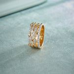 Stacked Four Row Diamond Ring, 14K Gold Vermeil, 1/2 ct Lab Grown Diamond-6