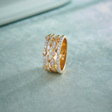 Stacked Four Row Diamond Ring, 14K Gold Vermeil, 1/2 ct Lab Grown Diamond-6