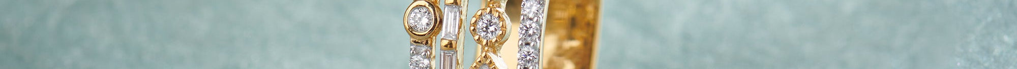Stacked Four Row Diamond Ring, 14K Gold Vermeil, 1/2 ct Lab Grown Diamond-1