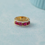 Three Row Created Ruby and Diamond Band, 14K Solid Gold,3 ct Lab Grown Diamond-3