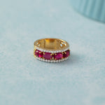 Three Row Created Ruby and Diamond Band, 14K Gold Vermeil,3 ct Lab Grown Diamond-3