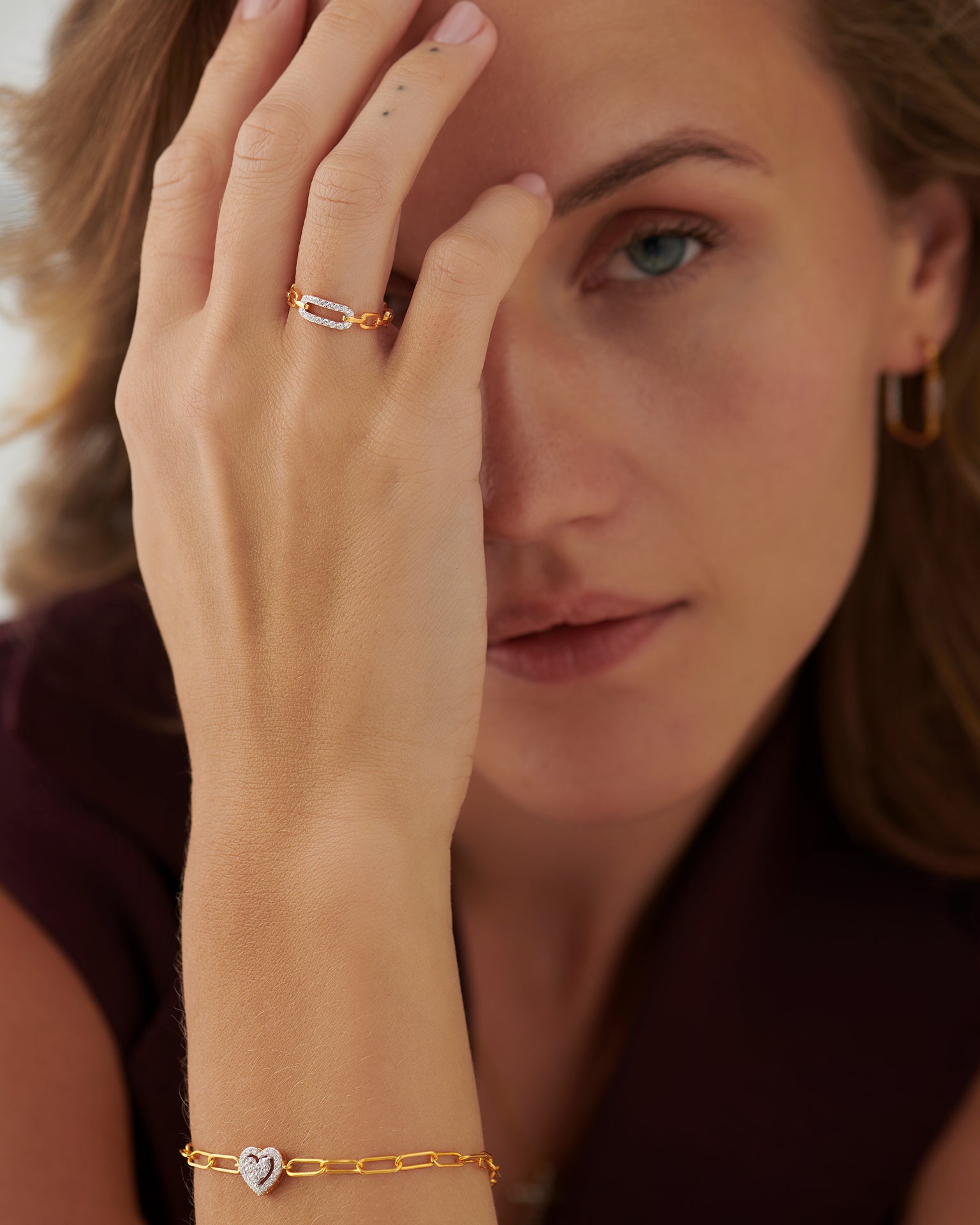 Minimal Paperclip Band, 14K Solid Gold, 1/6 ct Lab Grown Diamond-2