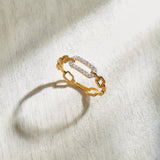 Minimal Paperclip Band, 14K Gold Vermeil, 1/6 ct Lab Grown Diamond-6