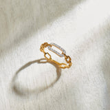Minimal Paperclip Band, 14K Solid Gold, 1/6 ct Lab Grown Diamond-1