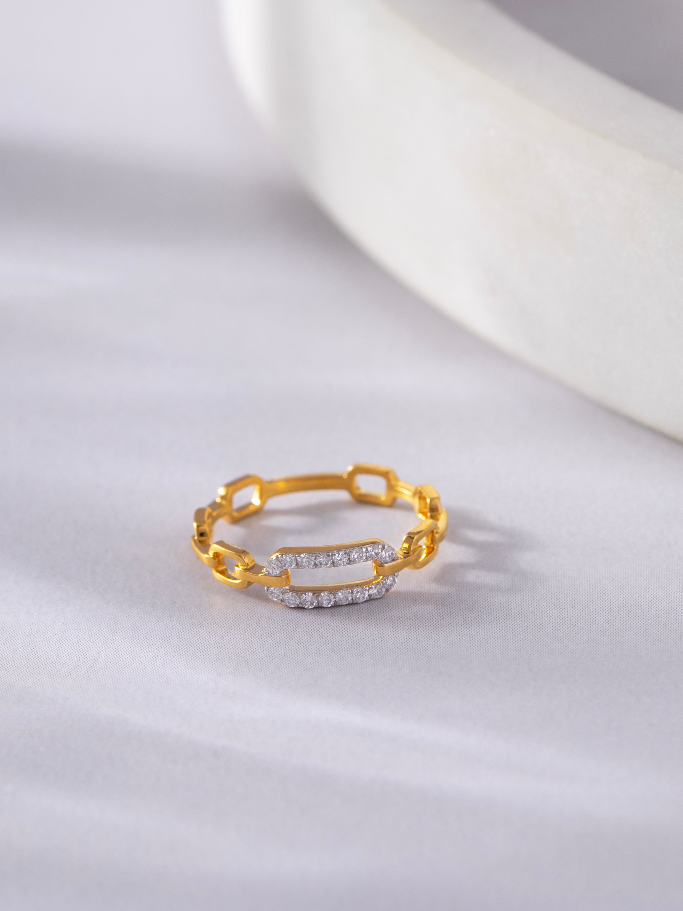 Minimal Paperclip Band, 14K Solid Gold, 1/6 ct Lab Grown Diamond-5