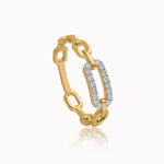 Minimal Paperclip Band, 14K Gold Vermeil, 1/6 ct Lab Grown Diamond-3