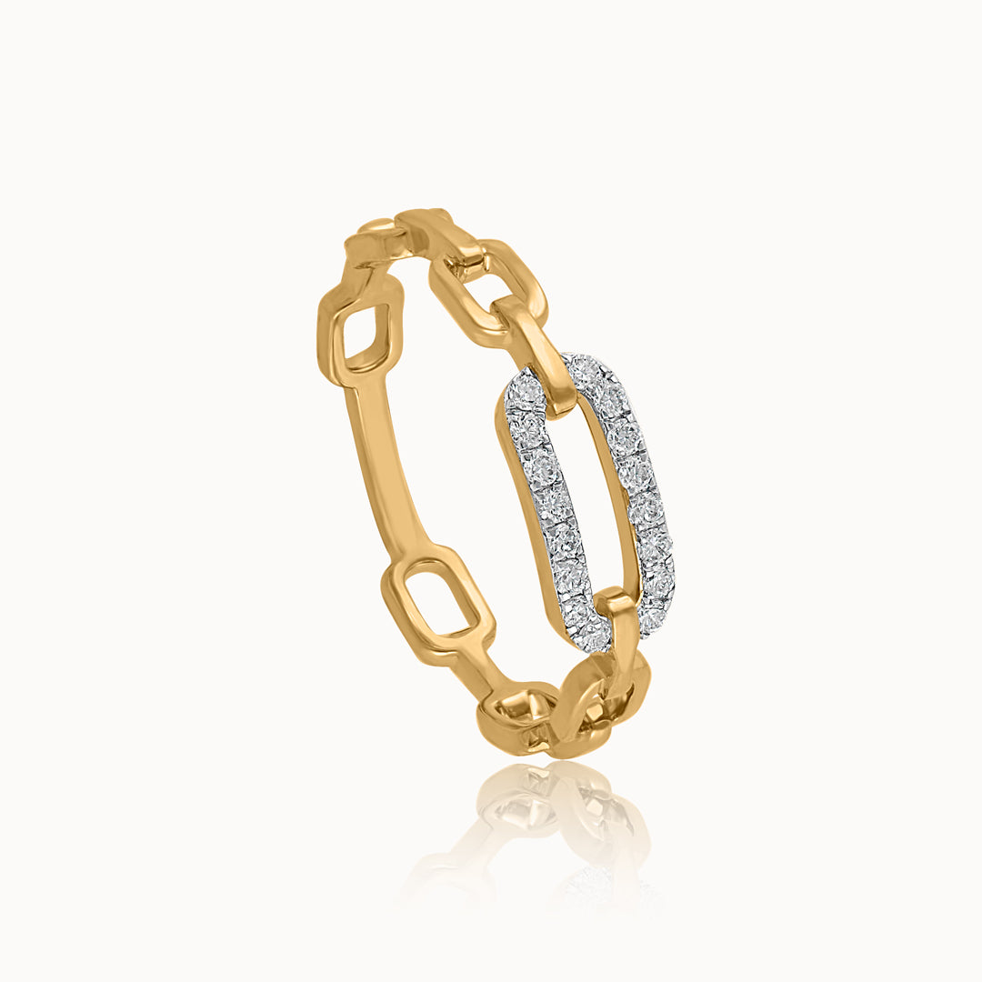 Minimal Paperclip Band, 14K Solid Gold, 1/6 ct Lab Grown Diamond-3