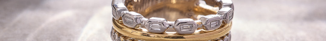 Two-Tone Stacked Diamond Band