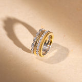 Two-Tone Stacked Diamond Band