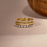 Stacked Three Row Diamond Band