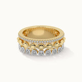 Stacked Three Row Diamond Band