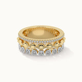 Stacked Three Row Diamond Band