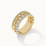 Stacked Three Row Diamond Band