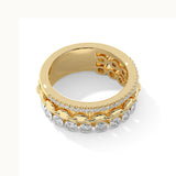 Stacked Three Row Diamond Band