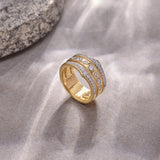 Bold Three Row Diamond Stacked Band