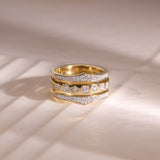 Bold Three Row Diamond Stacked Band