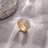 Bold Three Row Diamond Stacked Band