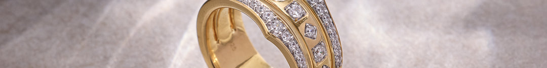 Bold Three Row Diamond Stacked Band