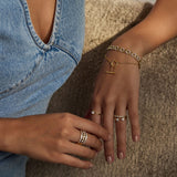 Bold Three Row Diamond Stacked Band
