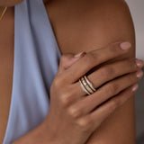 Bold Three Row Diamond Stacked Band
