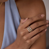Bold Three Row Diamond Stacked Band