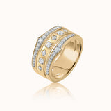 Bold Three Row Diamond Stacked Band