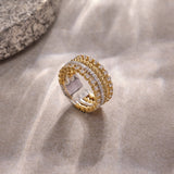 Texture Two-Toned Diamond Stacked Band