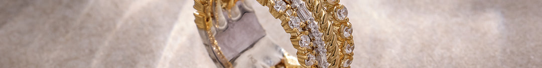 Texture Two-Toned Diamond Stacked Band