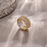 Texture Two-Toned Diamond Stacked Band