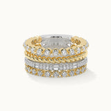 Texture Two-Toned Diamond Stacked Band
