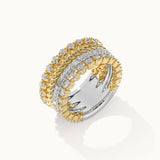 Texture Two-Toned Diamond Stacked Band