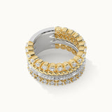 Texture Two-Toned Diamond Stacked Band