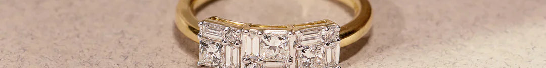 3 Princess Cluster Diamond Ring