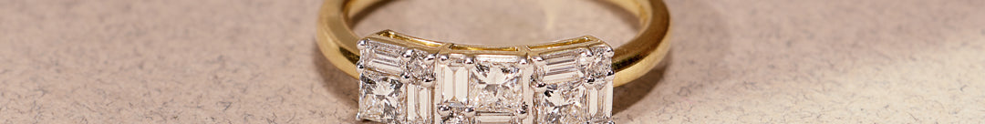 3 Princess Cluster Diamond Ring