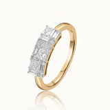 3 Princess Cluster Diamond Ring