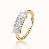 3 Princess Cluster Diamond Ring