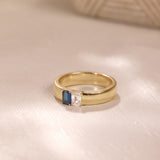 Created Sapphire And Parallel Diamond Band