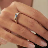 Created Sapphire And Parallel Diamond Band